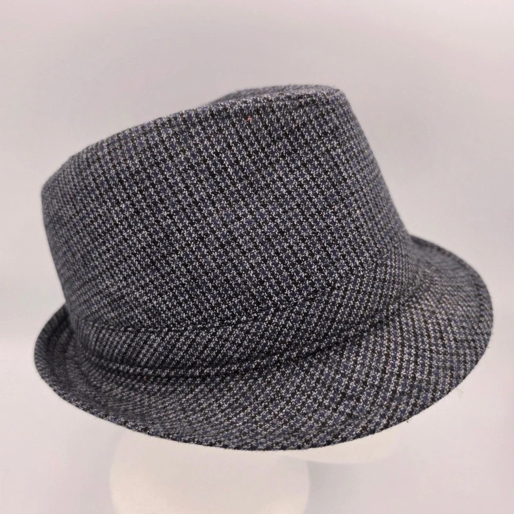 Stetson Mens Blue Black Micro Check Trilby Fedora Hat JCPST202814